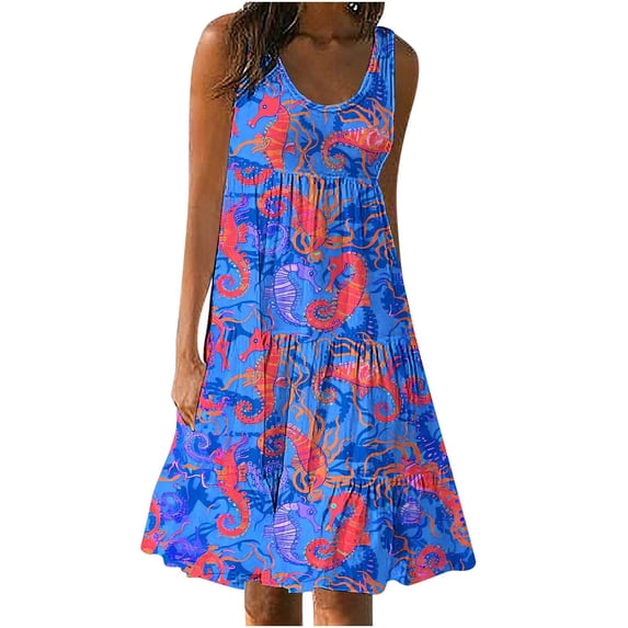 Sexlip Womens Tropical Print Mini Dress V Neck Design Lightweight Fabric Relaxed Silhouette for Beach Days Red M