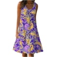 thumbnail image 1 of Sexlip Womens Tropical Print Mini Dress V Neck Design Lightweight Fabric Relaxed Silhouette for Beach Days Yellow XXXXXL, 1 of 5