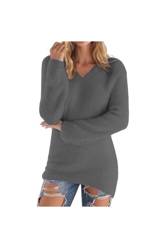 Womens Tunic Tops Turtleneck Long Sleeve Shirts Oversized Fall Sweaters Side Split High Low Hemline Gray XXS