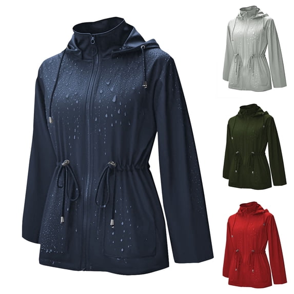 Sexlip Womens Utility Anorak Jacket Lightweight Hooded Zip Up Safari Style Coat with Snap Buttons Chest and Hand Pockets Green L
