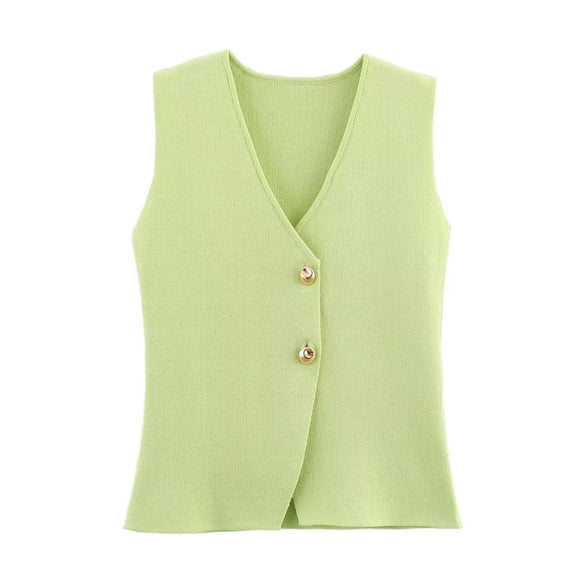 Sexlip Womens V Neck Button Down Sleeveless Casual Vest Lightweight Versatile Office Outfit Green M