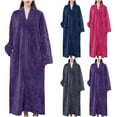 thumbnail image 1 of Sexlip Womens Warm Fleece Zip Up Robe Fluffy Long Bathrobe Night Dressing Sleepwear Gray L, 1 of 8