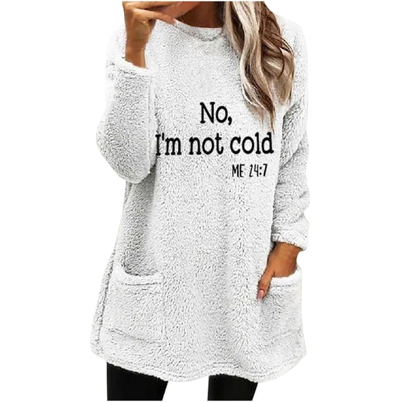 Sexlip Womens Warm Winter Tops Thicken Fleece Sweatshirts Tunic Tops Soft Sherpa Plush Pullover Shirts White M