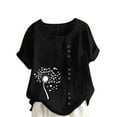 thumbnail image 1 of Sexlip Womens Washed Floral Chambray Blouse Button Front Design Lightweight Fabric Relaxed Silhouette for Summer Outings Black XXL, 1 of 4