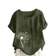 thumbnail image 1 of Sexlip Womens Washed Floral Chambray Blouse Button Front Design Lightweight Fabric Relaxed Silhouette for Summer Outings Green XL, 1 of 4