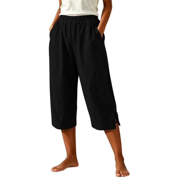 Sexlip Womens Wide Leg Pants All Season no roll waist slim fit smooth fabric deep pockets flexible for weekend brunch Black S