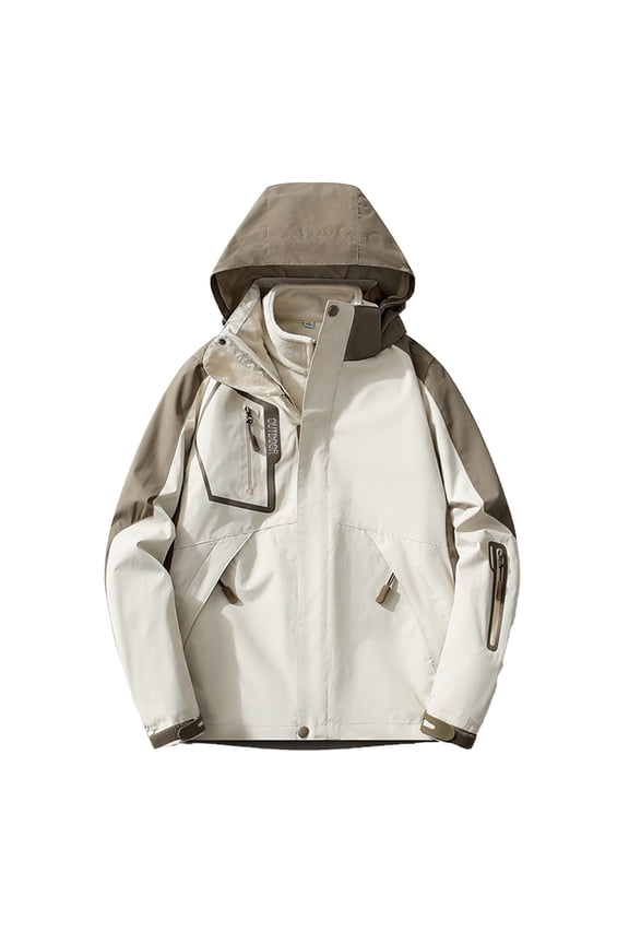 Womens Windproof 3 in 1 Jackets Winter Warm Fleece Inner Ski Jacket Thermal Outdoor Hiking Hooded Coats with Pockets White M