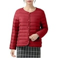 thumbnail image 1 of Sexlip Womens Winter Coats Quilted Crew-Neck Puffer Jakcet Lightweight Warm Down Coat Trendy Plus Size Padded Outerwear Red XXXXXL, 1 of 7