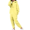 thumbnail image 1 of Sexlip Womens Winter Two Piece Set Hooded Jacket Elastic Pants Warm Fabric Relaxed Design for Outdoor Activities Yellow XL, 1 of 9