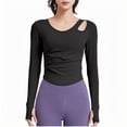 thumbnail image 1 of Sexlip Womens Workout Tops Built in Bra Active Long Sleeve T Shirt Yoga Athletic Gym Clothes Crop Fall Shirts Black M, 1 of 7