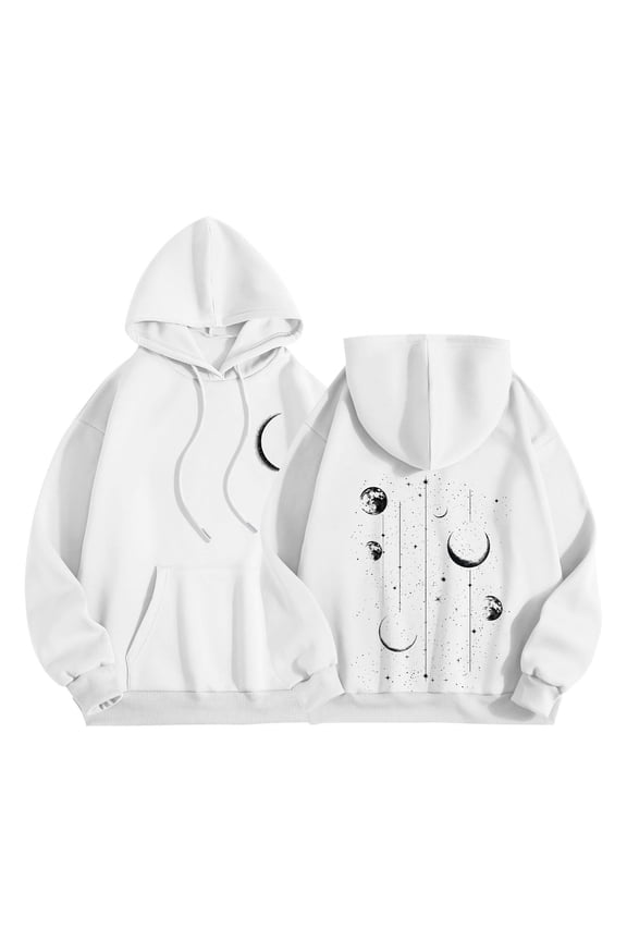 Womens Y2K Zip Up Cute Graphic Hoodies Cat Ears Casual Cartoon Harajuku Kawaii Clothes Oversize Streetwear Jacket White L