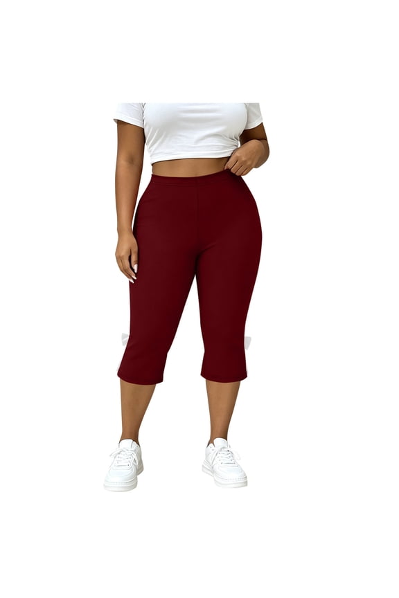 Womens Yoga Pants Summer drawstring waist loose fit cotton linen with pockets stretchy lace trim for yoga workout Red XXL