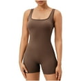 thumbnail image 1 of Sexlip Womens Yoga Sports Shorts Sleeveless Romper Style Tight Leg Soft Fabric Snug Silhouette for Active Wear Brown XL, 1 of 9