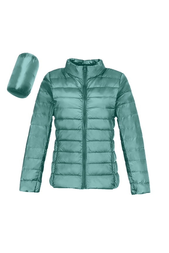 womens Lightweight Long-Sleeve Water-Resistant Packable Puffer Jacket (Available in Plus Size) Green M