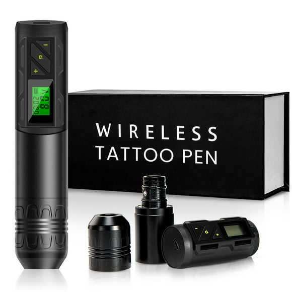 Sextupole Wireless Tttooing Gun, Wireless Tttooed Machine with LED Display, Rechargeable 2000mAh Battery Cordless Tttooing Pen for Artists and Beginners,Black