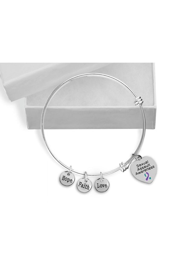 Sexual Assault Awareness Retractable Charm Bracelets