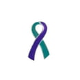 thumbnail image 1 of Sexual Assault Large Flat Teal & Purple Ribbon Lapel Pins, 1 of 3
