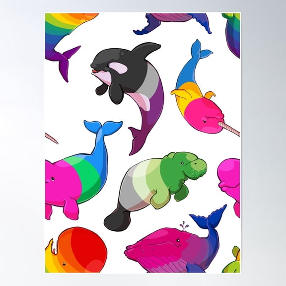 Sexuality Whales (And Aromanatee) Pattern Poster Wall Art, Modern Wall Decor For Living Room Bedroom, 8x12 UNFRAMED
