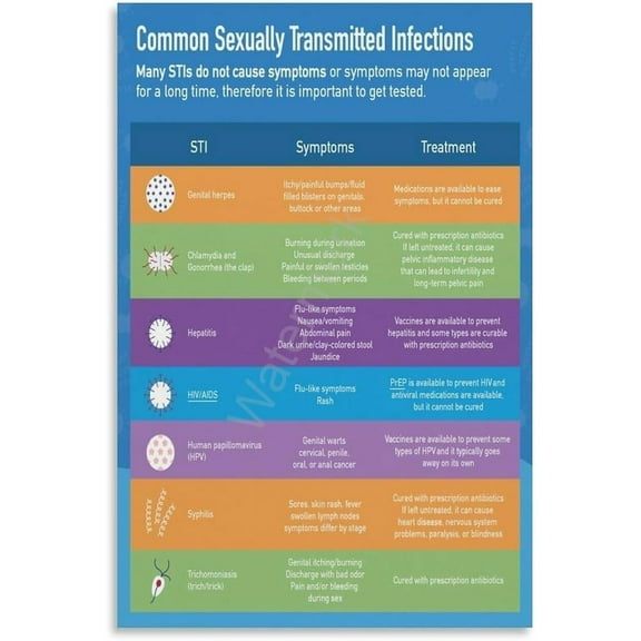 Sexually Transmitted Infection STI STD Guide Poster (1) Canvas Painting Wall Art Poster for Bedroom Living Room Decor