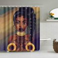 thumbnail image 1 of Sexy African Woman with Sunflower Shower Curtain Waterproof Soft Fabric Cloth Bath Curtain,Exotic Afro Girl Bathroom Decor, Girl with Sunflower,with 12 Hooks, 1 of 5