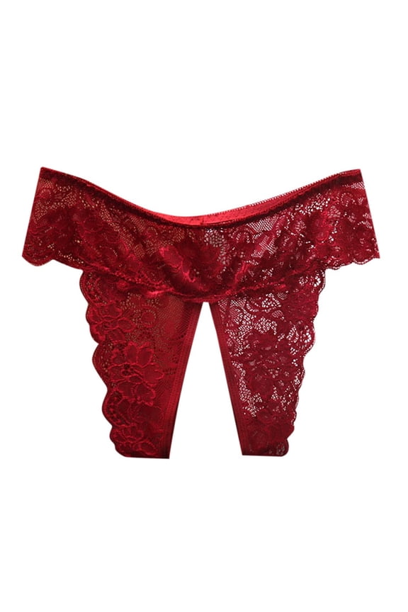 Sexy And Seductive Women's Panties Open Crotch Plus Size Low Waisted Spicy Lace Flirtatious Triangle Panties