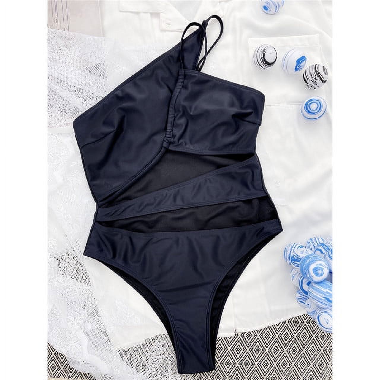 Sexy Asymmetric Tummy Cut Out Monokini One Piece Swimsuit Women Swimwear Female One Shoulder