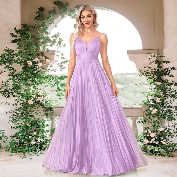 Sexy Backless Maxi Formal Dress for Women with Sequin, Sleeveless Pleated Evening Gowns for Wedding and Cocktail