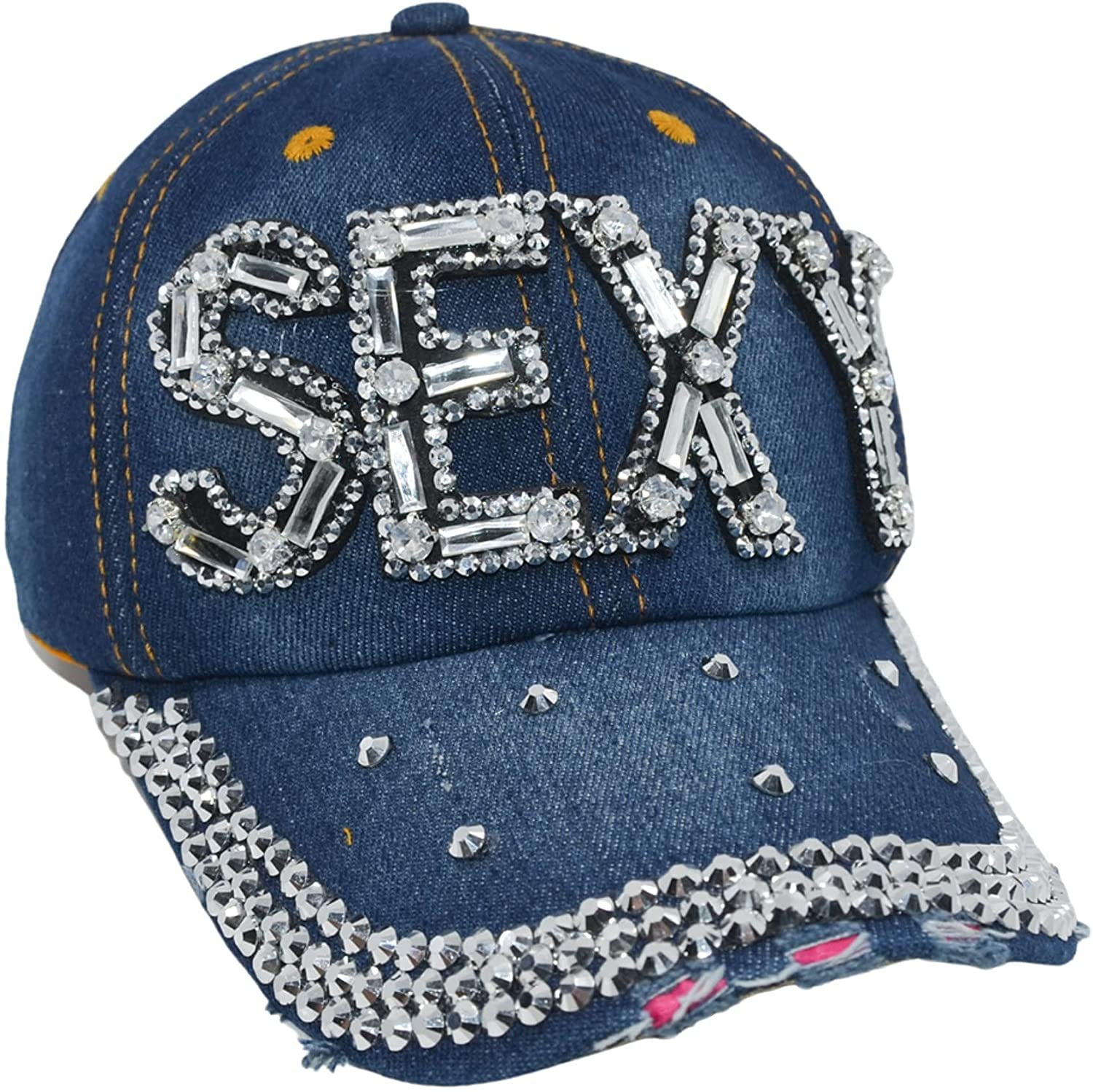 LOVE Hat Cap Jewel Studded Baseball Y2K Bling Rhinestone Distressed Denim Womens Amazon.com: Queenbox Women Rhinestone Studded Bling Baseball  main image 4