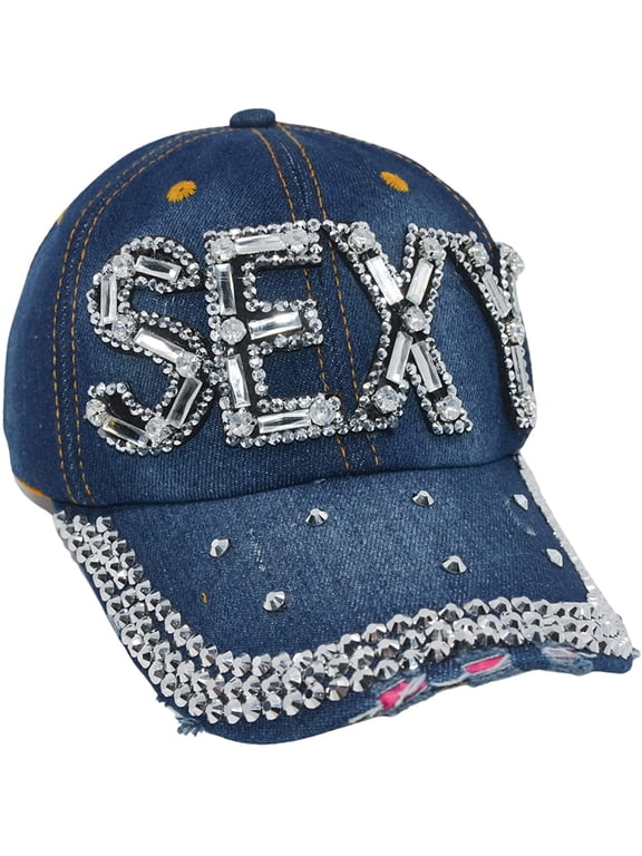 Sexy Baseball Hat for Women Rhinestone Hat, Bedazzled Bling Baseball Caps, Distressed Hat, Fancy Denim Bejeweled Hats