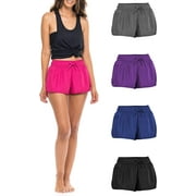 Sexy Basics 4 Pack Women's Quick-Dry Running Workout Sport Layer Active Shorts