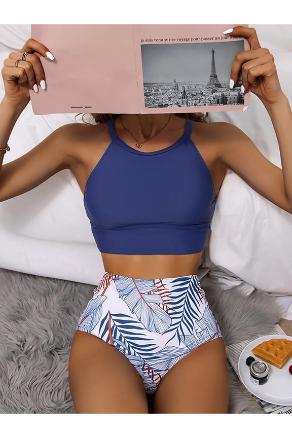 New Sexy Bikini Woman High Neck Swimsuit Female Two Pieces Swimwear Women High Waist Bikinis Set Beach Wear for Bathing Suit