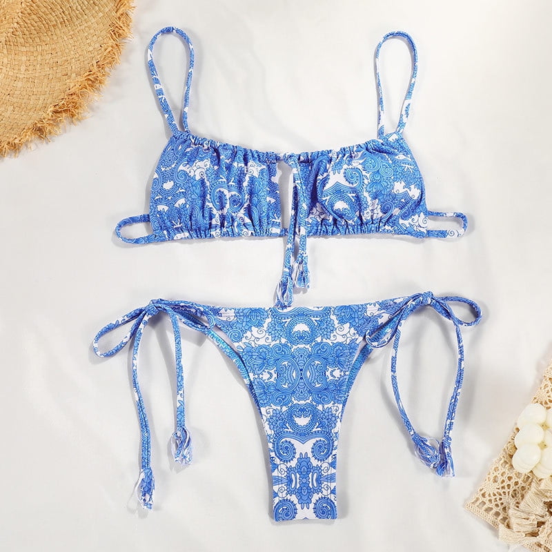 Sexy Bikini Women Floral Print Brazilian Bikini Set Halter Backless ...