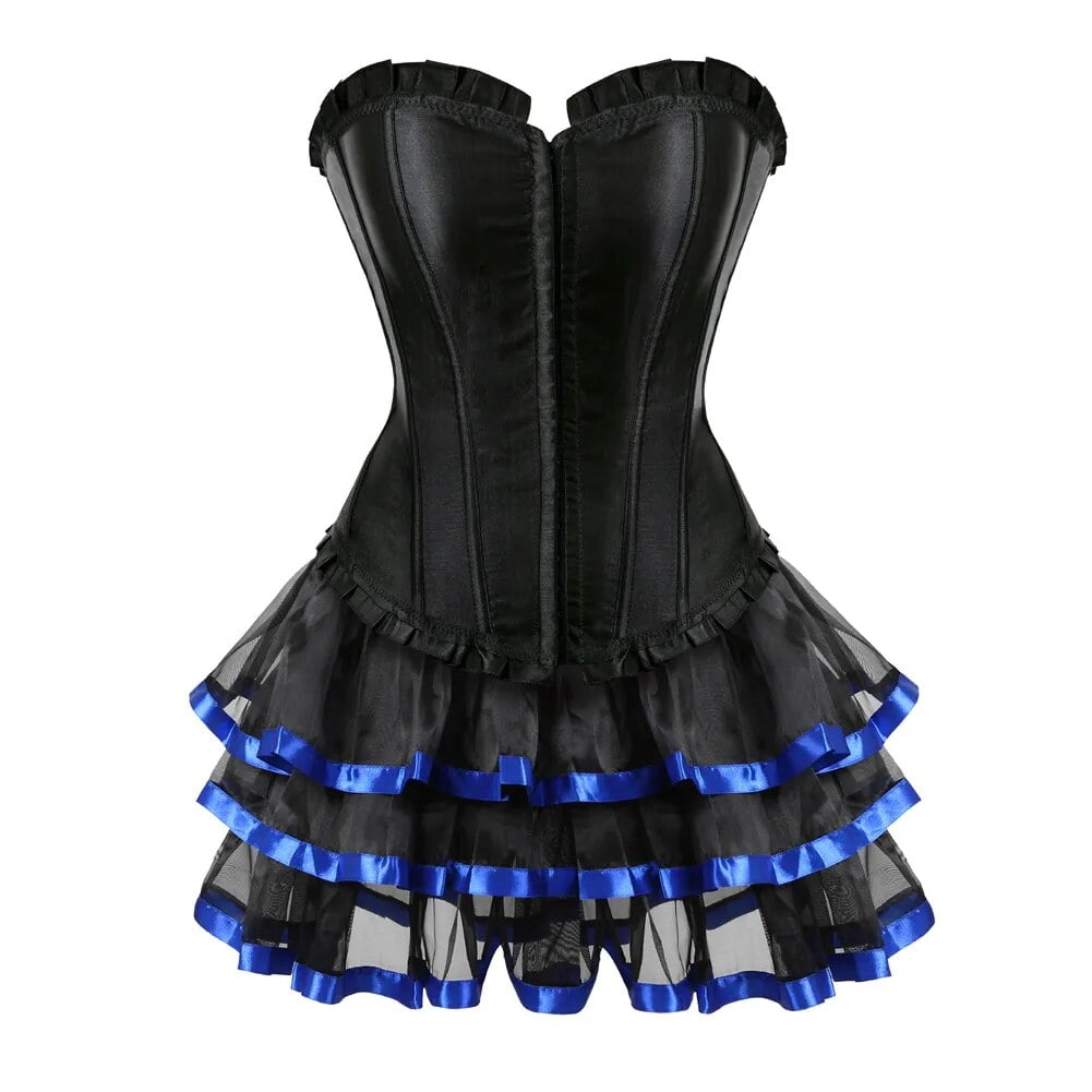 Costume Medieval Femme Corsets For Women Dress Skirt Set Bustier Lingerie Gothic Renaissance Halloween Costume Plus Size Blue S Bustier Corset Top