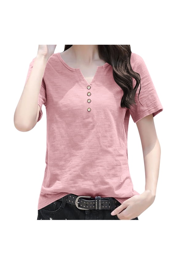 Women's Tops Casual Loose Fit Cute Tops Summer Casual Tshirts Shirts Plus Size Graphic White Blouse Button Up