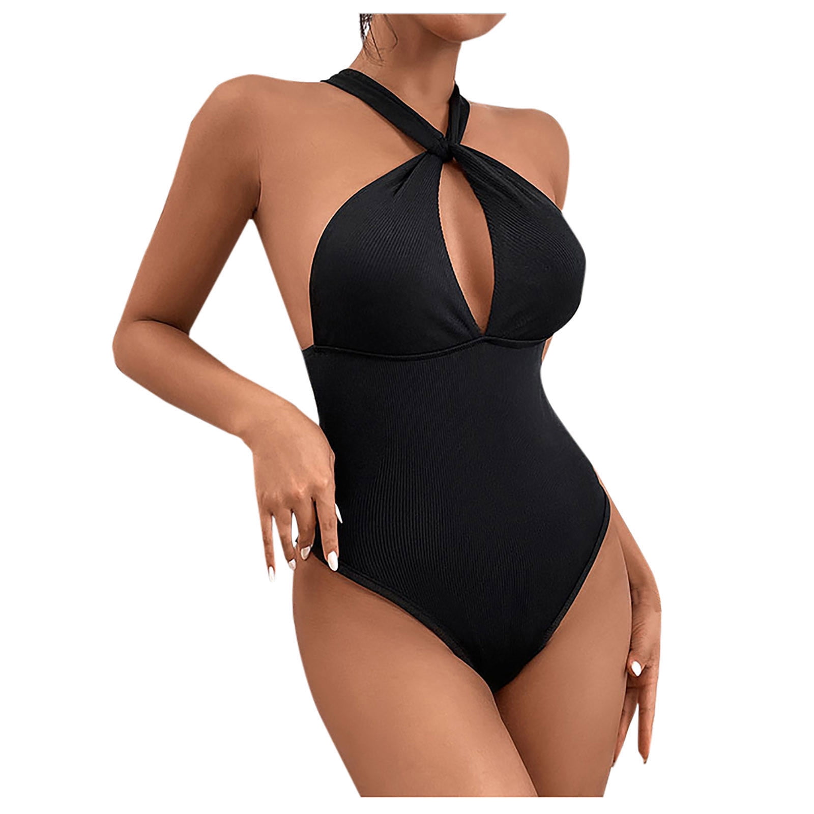 【新品未使用】HALTER NECK LOW WAIST ONEPIECE Sexy Bodysuit for Women Tummy Control Basic Jumpsuits Tops