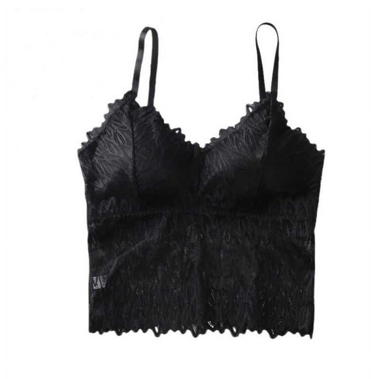 Sexy Bras for Women Half Cami Lace Longline Bralette Padded Wirefree Bra V  Neck Camisole Crop Top for Women Girls 