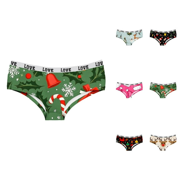Soft Breathable Christmas Panties For Women Woman Underwear