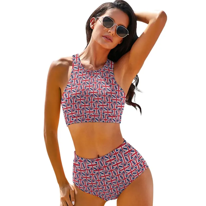Sexy British flag bikini swimsuit UK flag 3D swimwear high waist stylish bikinis set tank top feminine bikinis plus size Walmart