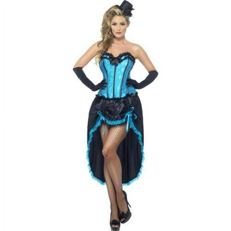 Burlesque Dancer Costume Adult Blue Black Dress Burlesque Dancer Costume Adult Blue Black Dress
