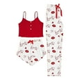 thumbnail image 1 of Sexy Camisole Shorts Pajamas Set for Women Cami Crop Top Matching Long Pants Sleepwear Heart Printed 3 Piece Pjs Lounge Sets, 1 of 3