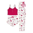 thumbnail image 1 of Sexy Camisole Shorts Pajamas Set for Women Cami Crop Top Matching Long Pants Sleepwear Heart Printed 3 Piece Pjs Lounge Sets, 1 of 3
