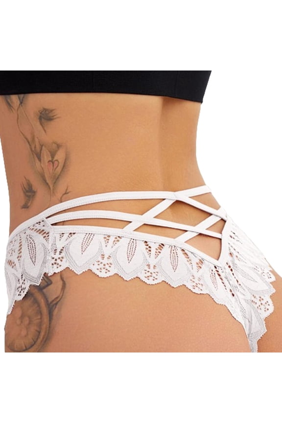 Sexy Cheeky Panties for Women Lace Criss Cross Bikini Underwear High Elastic Force Soft Panties 1-2 Pack