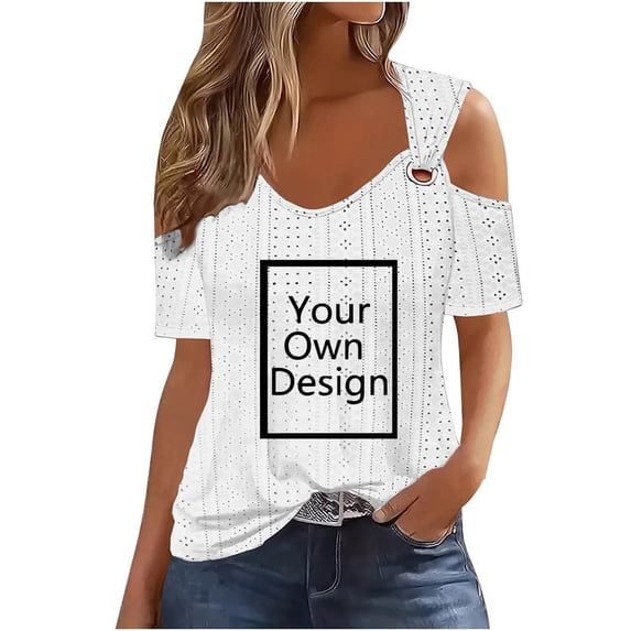 Sexy Cold Sholuder Tops for Women 2025 Summer Hollow Out Eyelet Short Sleeve Blouse Loose V Neck Tshirt Casual Tunics, 2026 New Limit time off