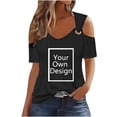 thumbnail image 1 of Sexy Cold Sholuder Tops for Women 2025 Summer Hollow Out Eyelet Short Sleeve Blouse Loose V Neck Tshirt Casual Tunics, 2026 New Limit time off, 1 of 6