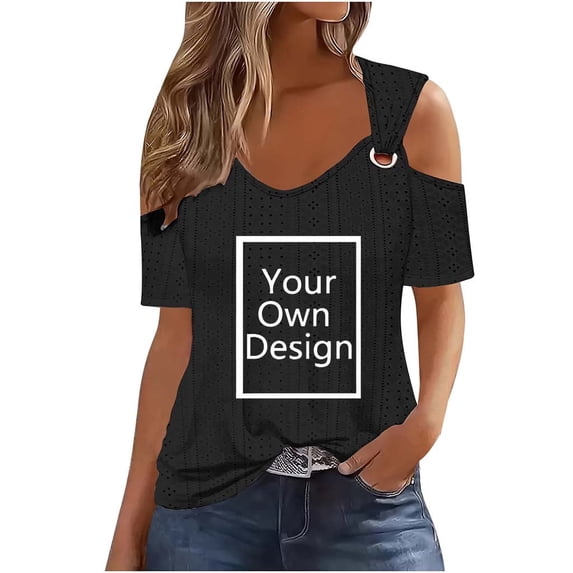 Sexy Cold Sholuder Tops for Women 2025 Summer Hollow Out Eyelet Short Sleeve Blouse Loose V Neck Tshirt Casual Tunics, 2026 New Limit time off