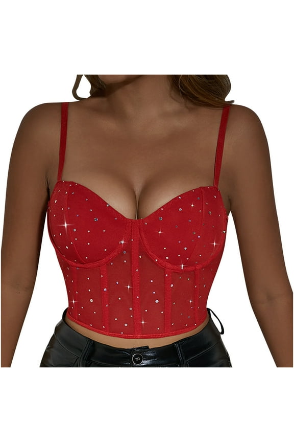 Sexy Crop Tops for Women Party Club Night Sparkly Shiny Camisole Blouses Shirts Y2K Tops Summer Casual Sleeveless V-Neck Tank Tops Classic Spaghetti Straps Slim Fit Vest