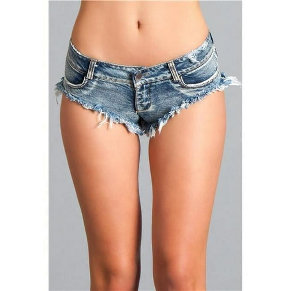 Sexy Cut Off Low Waist Denim Jeans Shorts & Mini Hot Pants, Blue - Medium