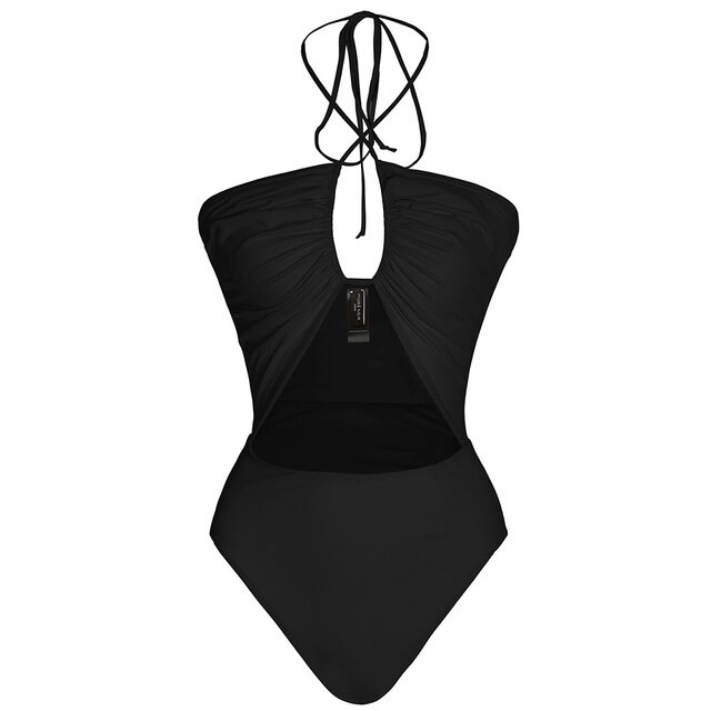 Sexy Cutout OnePiece Swimsuit Set Backless Triangle Sexy Retro