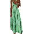 thumbnail image 1 of Sexy Dance Beach Sun Dress for Womens Casual V Neck Loose Long Dress Tie Dye Flowy Pleated Dress Summer Holiday Maxi Dress, 1 of 5