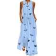thumbnail image 1 of Sexy Dance Butterfly Print Maxi Dresses for Women Sleeveless Party Holiday Summer Dress Ladies Boho Kaftan Beach Sundress, 1 of 5